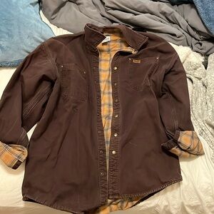 Carhartt Brown 100% Cotton Heavyweight Snap Button Shacket Size Large